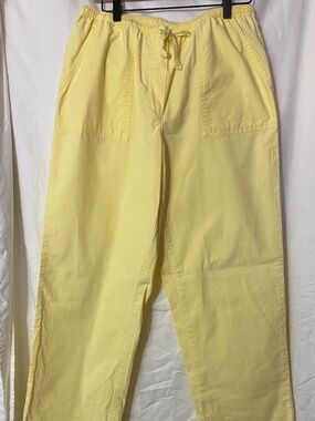 Women’s LL Bean Butter Yellow Clean Girl 100% Cotton Drawstring Waist Pants
